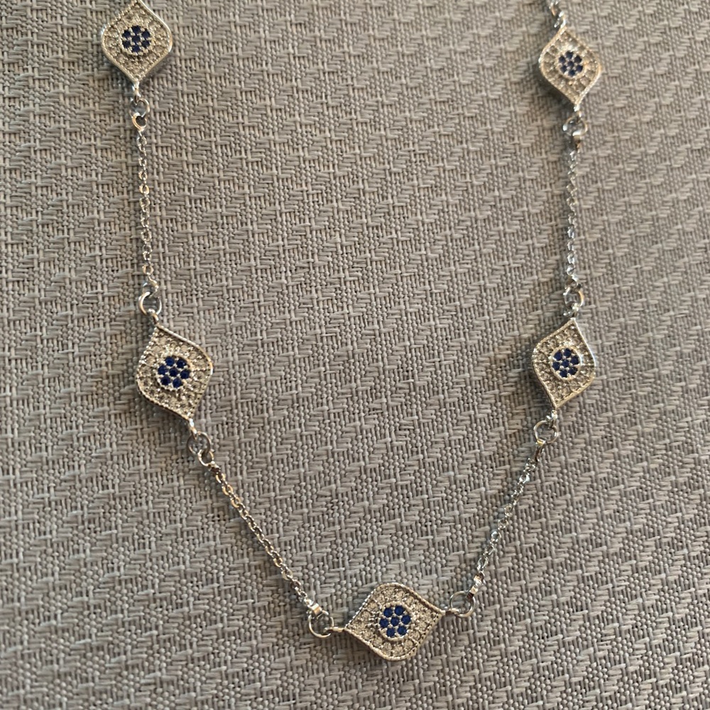 Melania Clara Multiple Eye Charm Silver Tone Necklace Pre-owned